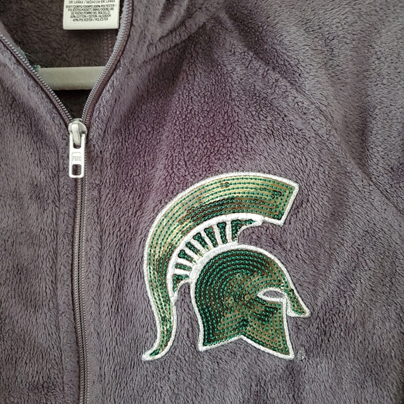 PINK Michigan State Fleece With Sequins Gray EUC - Picture 4 of 7